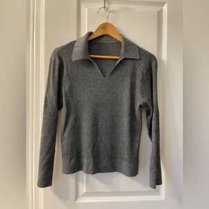 Knit Ribbed Polo Sweater